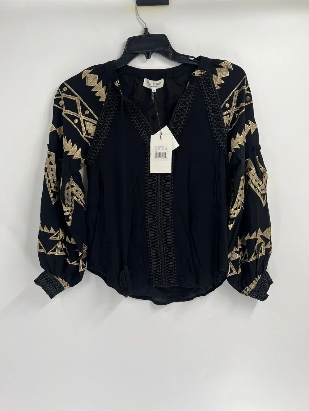Hale Bob Terra Embroidered Boho Blouse Size XS